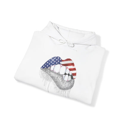 USA Flag Lips Unisex Heavy Blend™ Hooded Sweatshirt