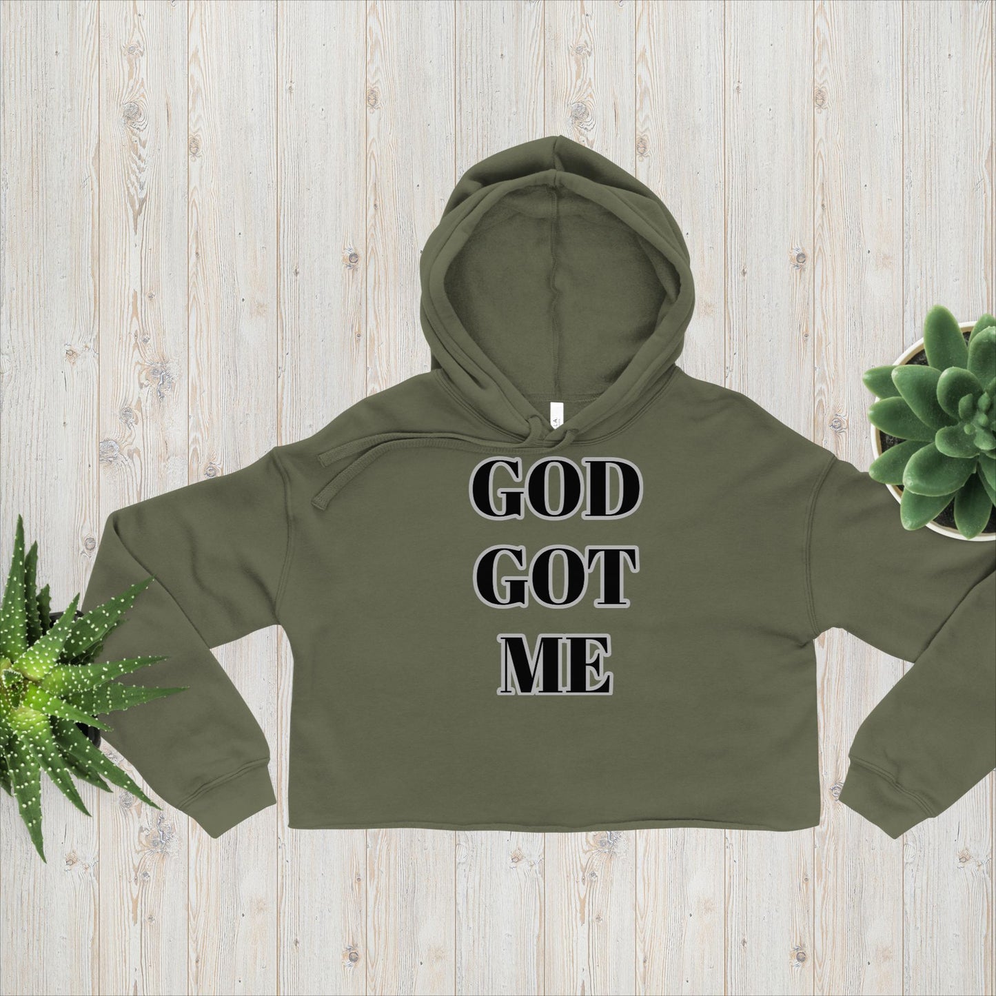 God Got Me Crop Hoodie